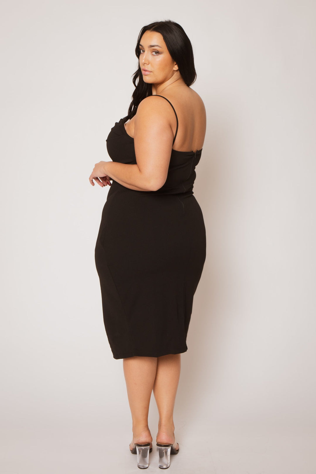 SYMPHONY Dresses Plus Size Celine Drape Midi Dress - Black