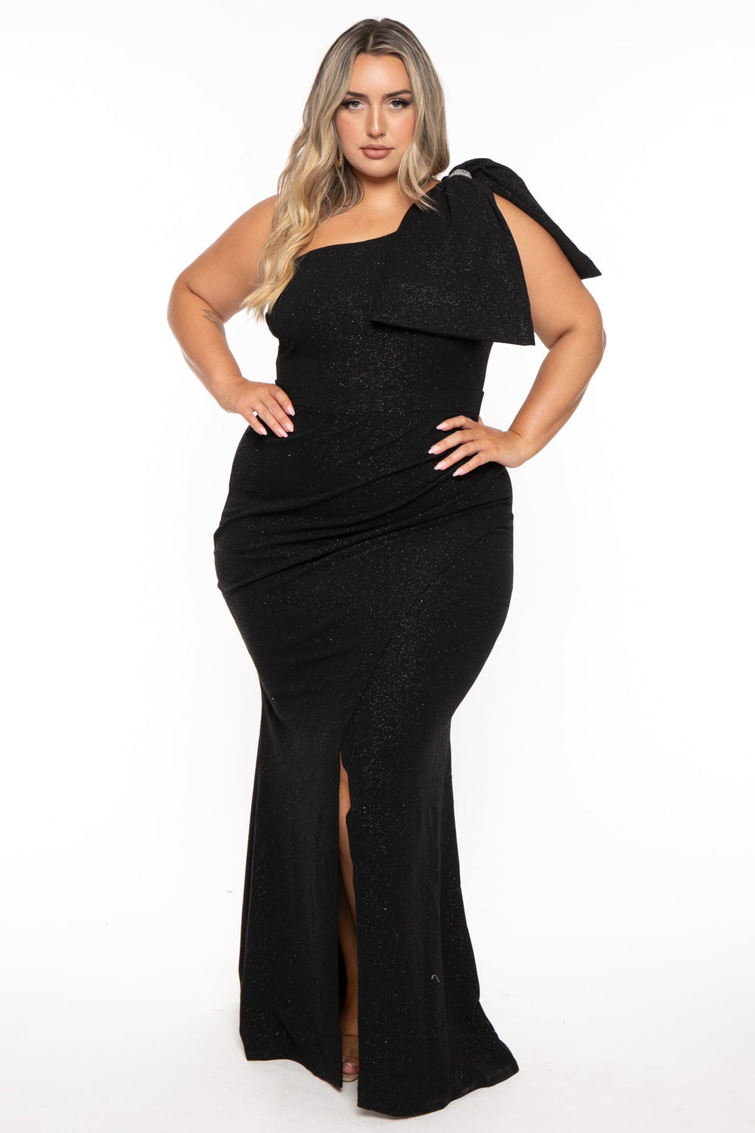 Plus Size Sia Ruched Bodycon Dress- Black