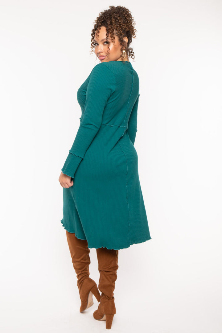 CULTURE CODE Dresses Plus Size Charlene Ribbed  Dress - Hunter Green