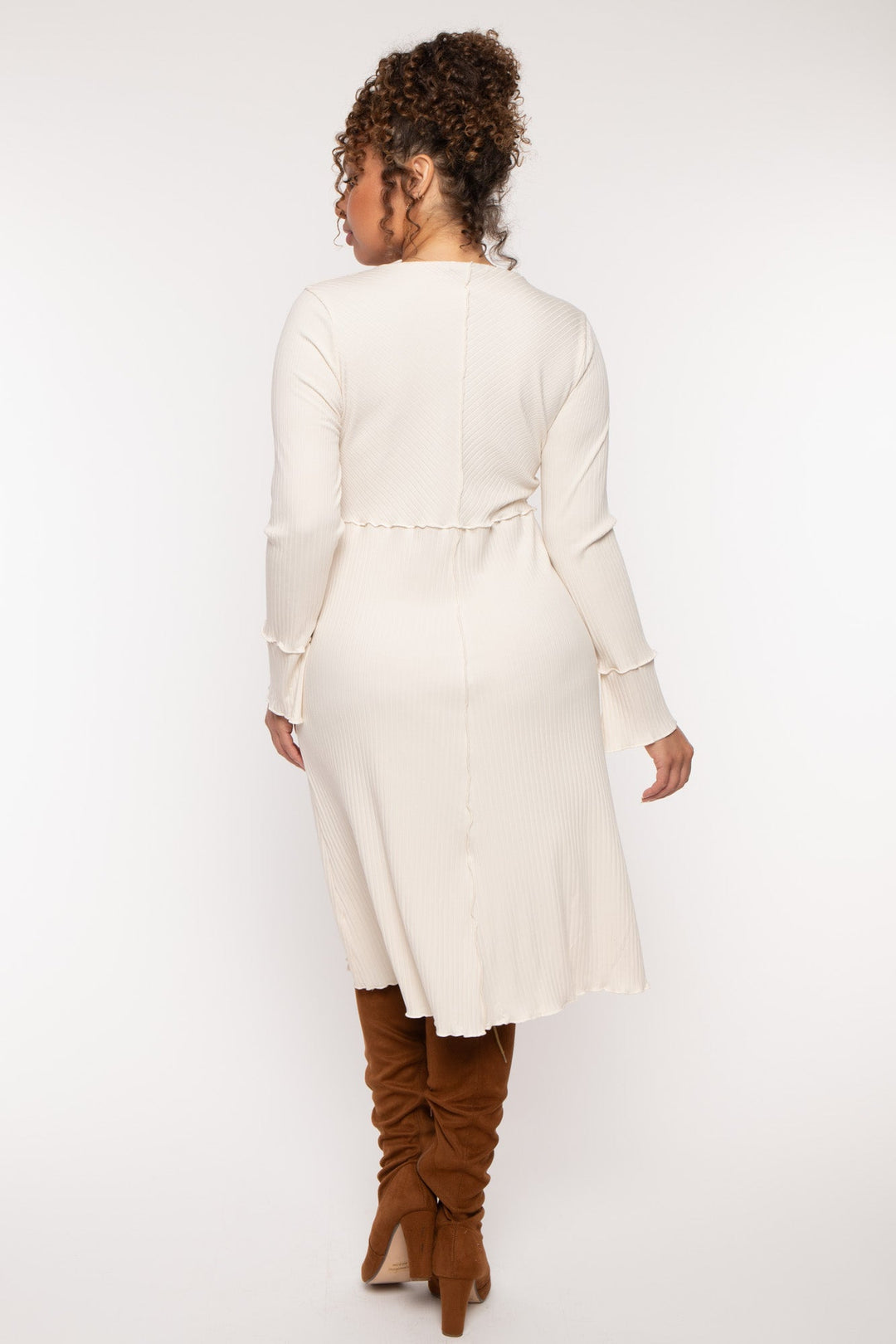 CULTURE CODE Dresses Plus Size Charlene Ribbed  Dress - Ivory