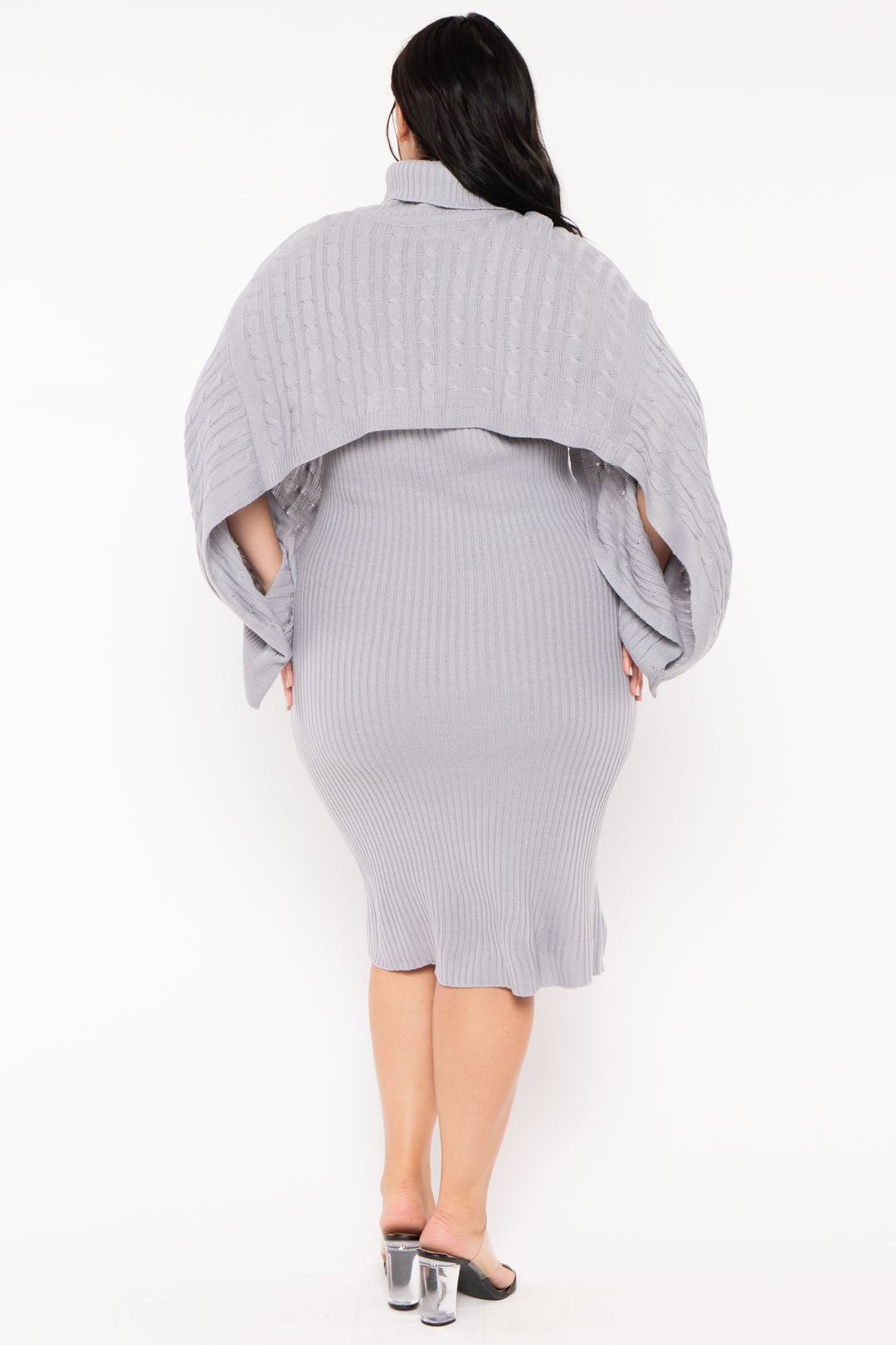 sweaterland Dresses Plus Size Chianne  Sweater Matching Set - Grey