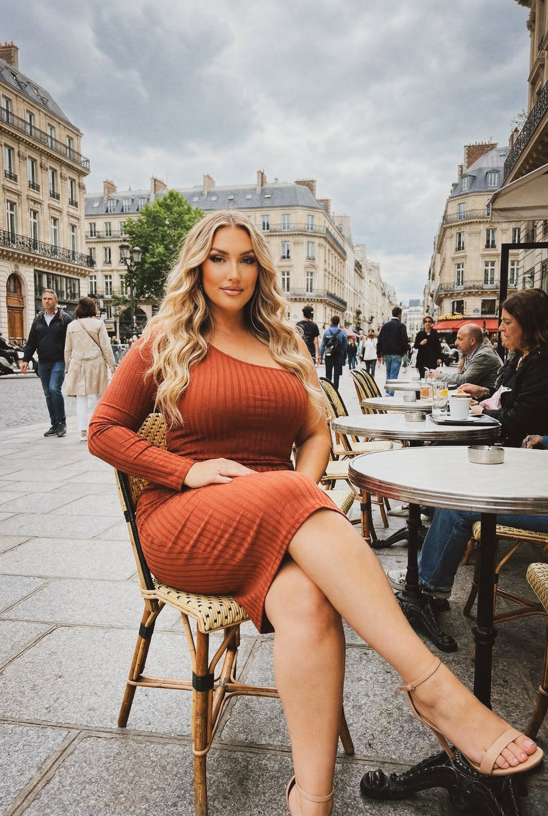 Curvy Sense Inc. Dresses Plus Size Chic Rib Dress - Terracotta