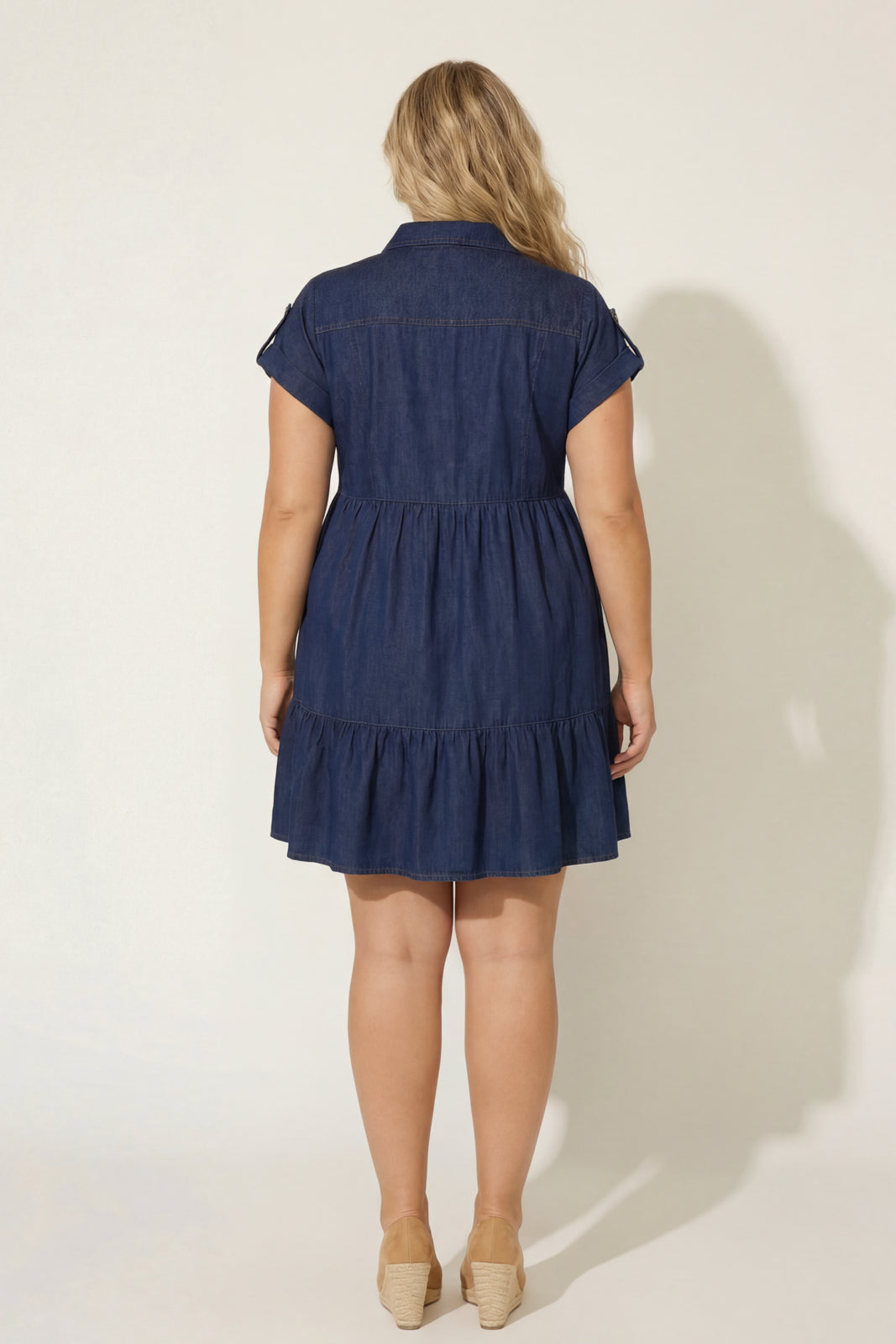Blu Pepper Dresses Plus Size City Casual Denim Dress - Blue