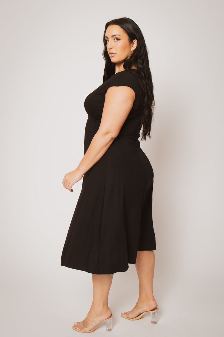 Curvy Sense Inc. Dresses Plus Size Classic Curve Midi - Black