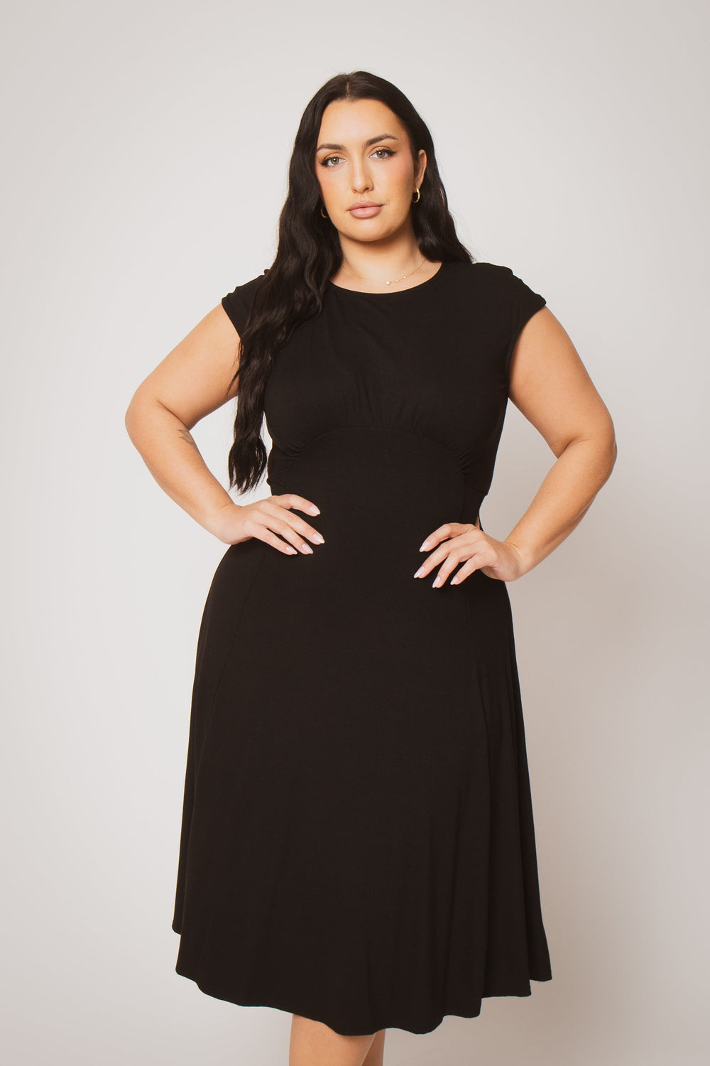 Plus Size Classic Curve Midi - Black 4X / Black at Curvy Sense Plus Size Classic Curve Midi - Black 4X / Black at Curvy Sense