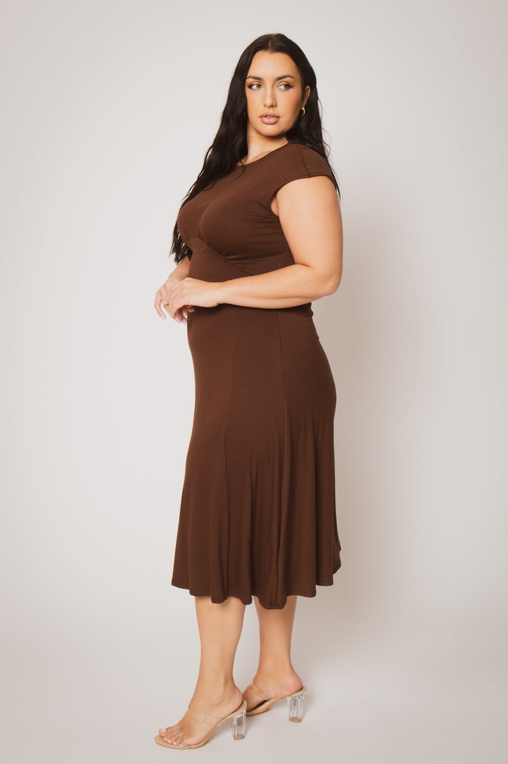 Curvy Sense Inc. Dresses Plus Size Classic Curve Midi - Brown