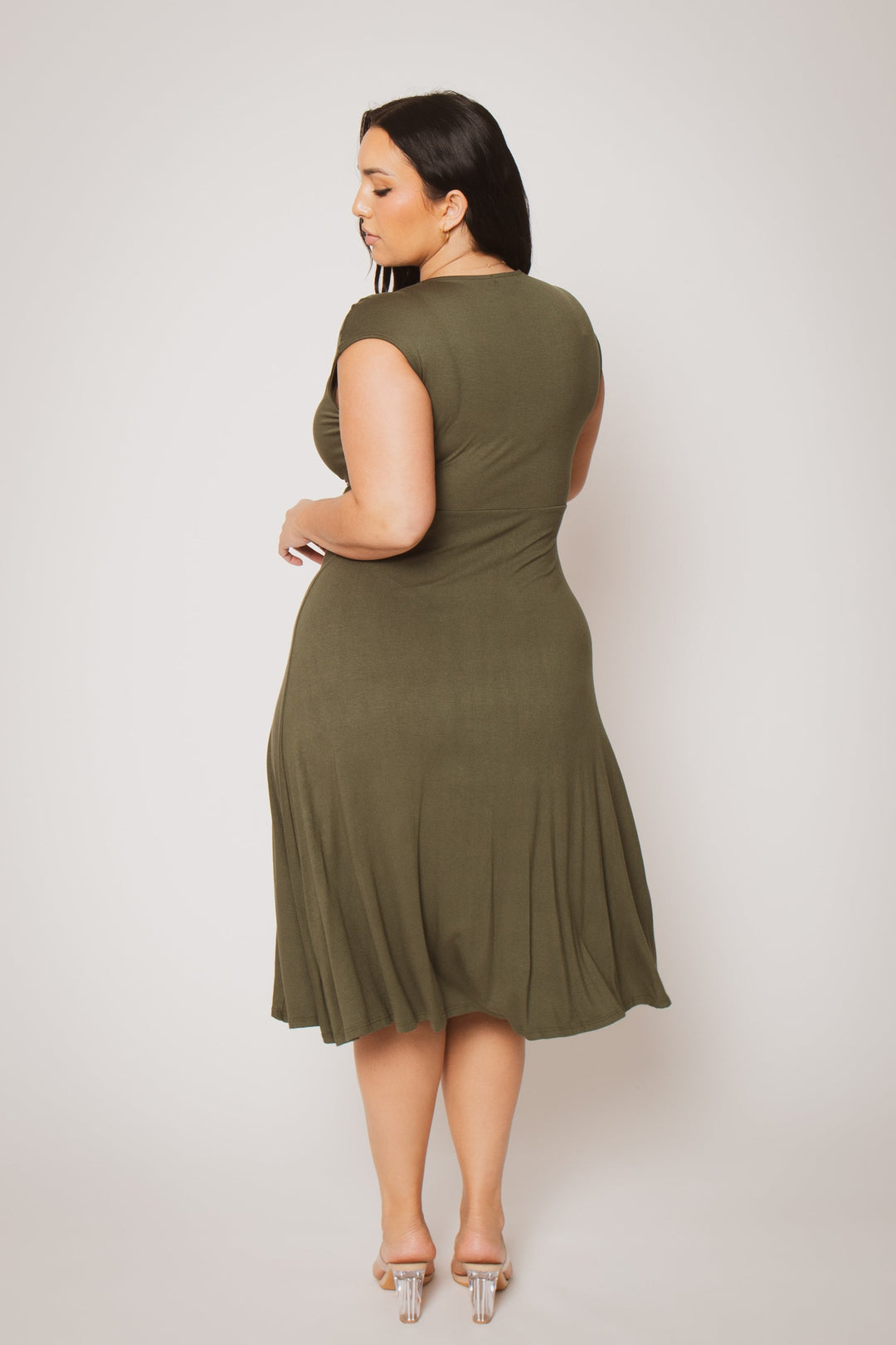 Curvy Sense Inc. Dresses Plus Size Classic Curve Midi - Olive