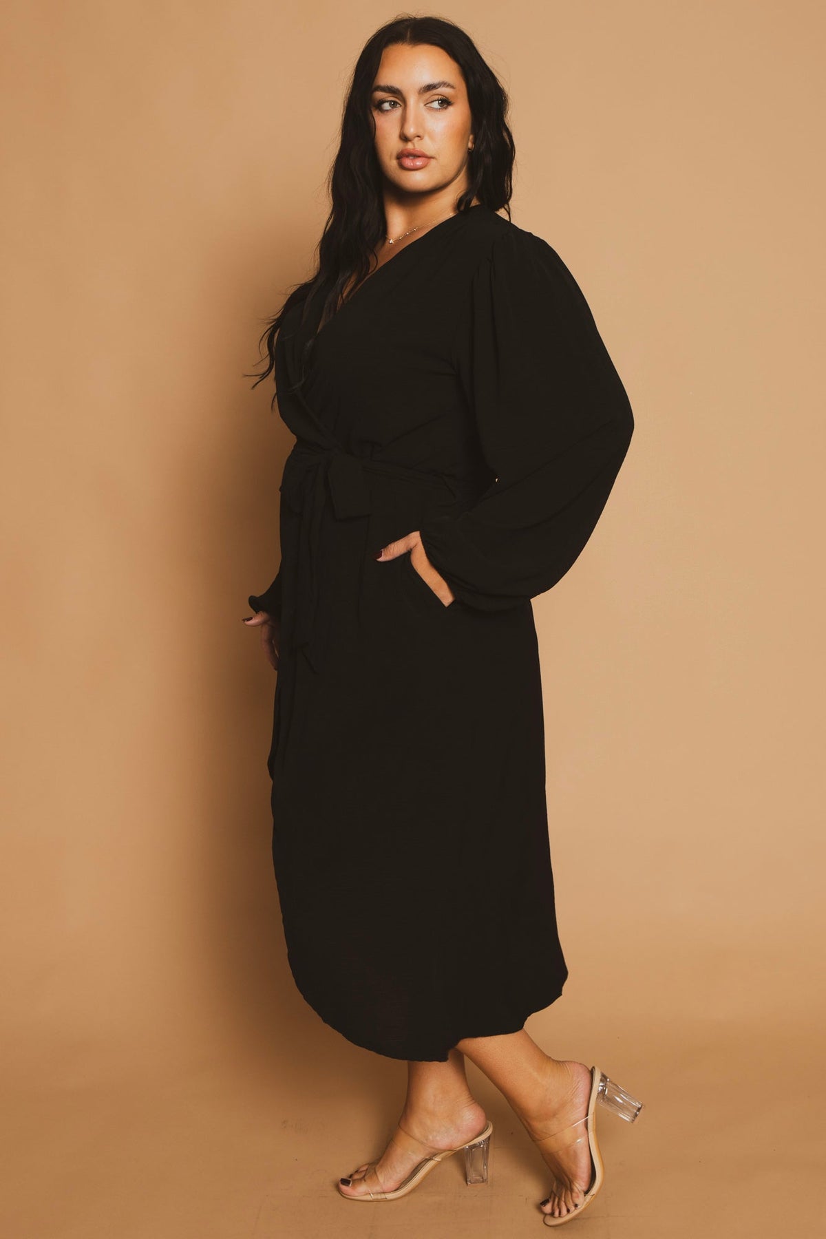 Plus Size Classic Wrap Belted Dress Plus Size Classic Wrap Belted Dress