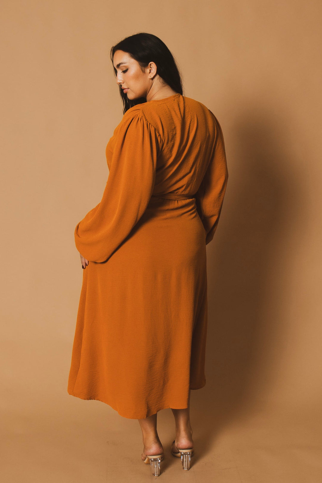 CULTURE CODE Dresses Plus Size Classic Wrap Belted Dress - Rust