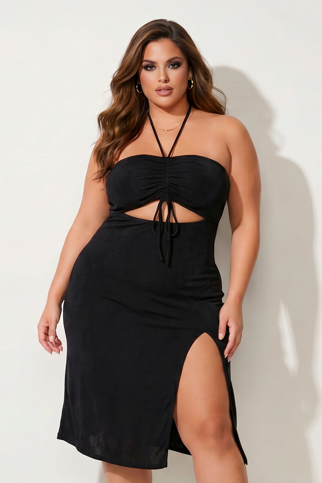 Curvy Sense Inc. Dresses Plus Size Cleo Ruched Ring Dress - Black