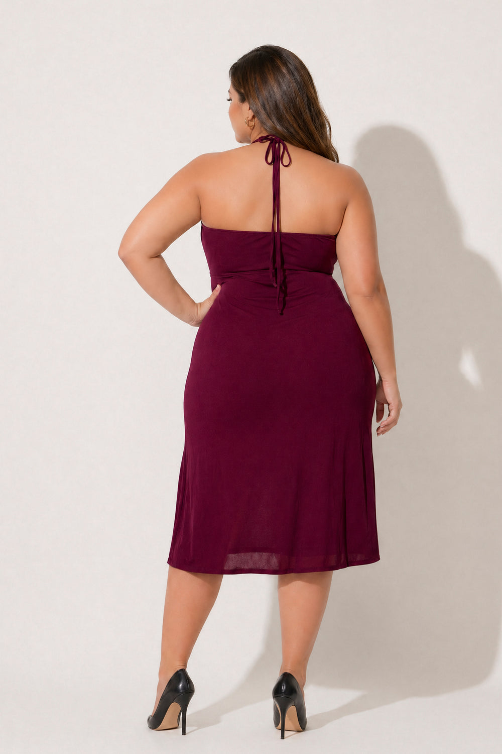 Women's Plus Size Dresses - Curvy Sense - burgundy Women's Plus Size Dresses - Curvy Sense - burgundy