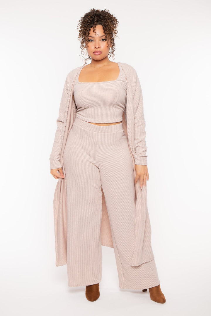 Curvy Sense Dresses Plus Size Colette 3Pc Matching Set- Taupe