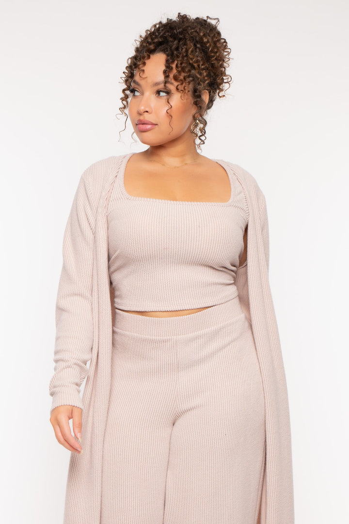 Curvy Sense Dresses Plus Size Colette 3Pc Matching Set- Taupe