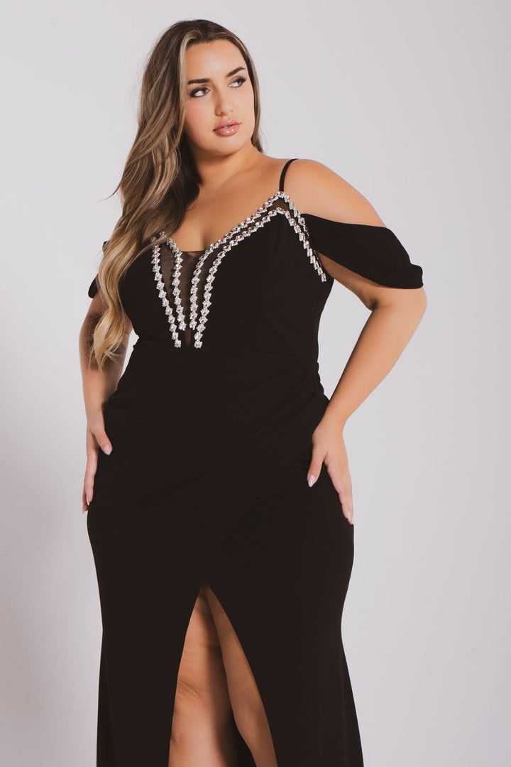 SYMPHONY Dresses Plus Size Corinne Rhinestone Dress Dress- Black