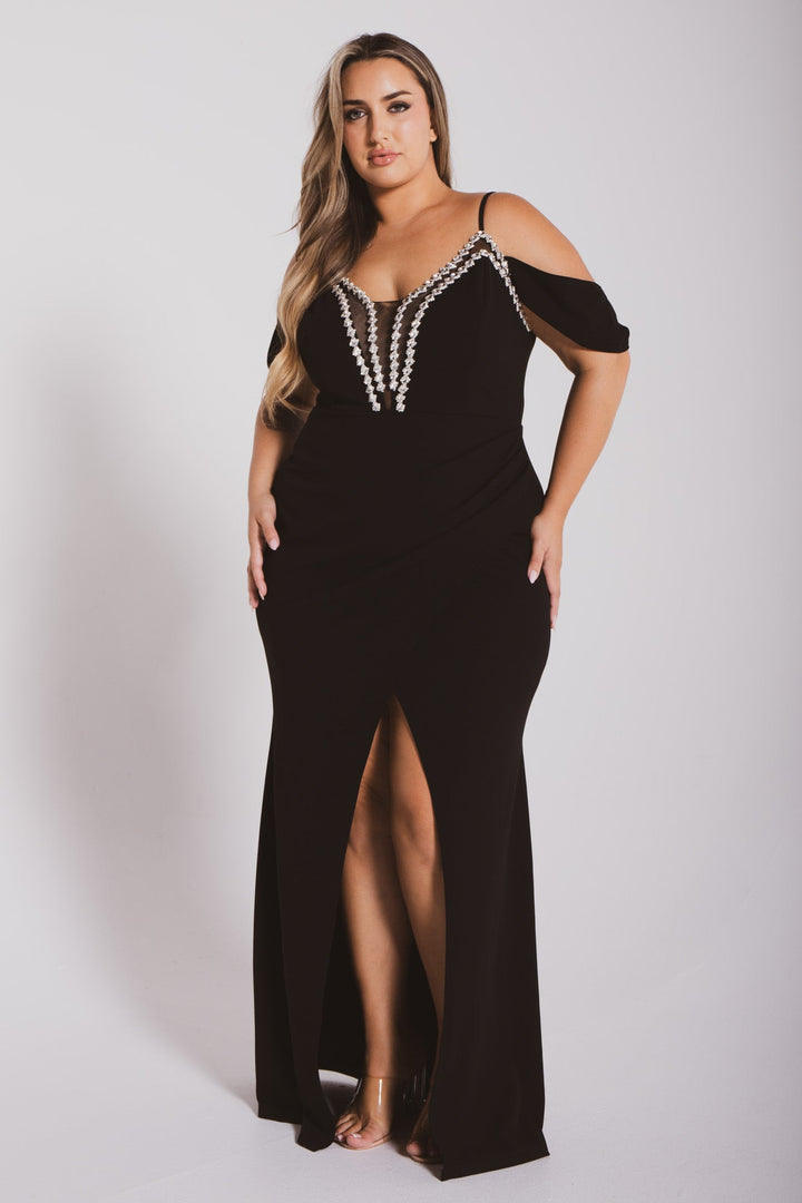 SYMPHONY Dresses Plus Size Corinne Rhinestone Dress Dress- Black