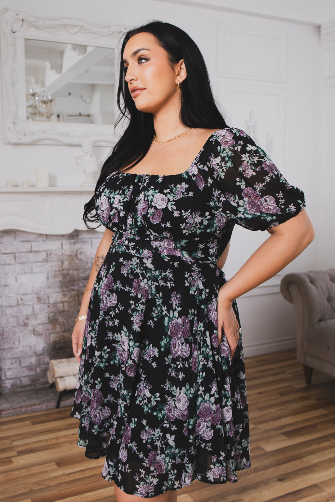 Trashapparel Dresses Plus Size Cottage Bloom Dress - Black