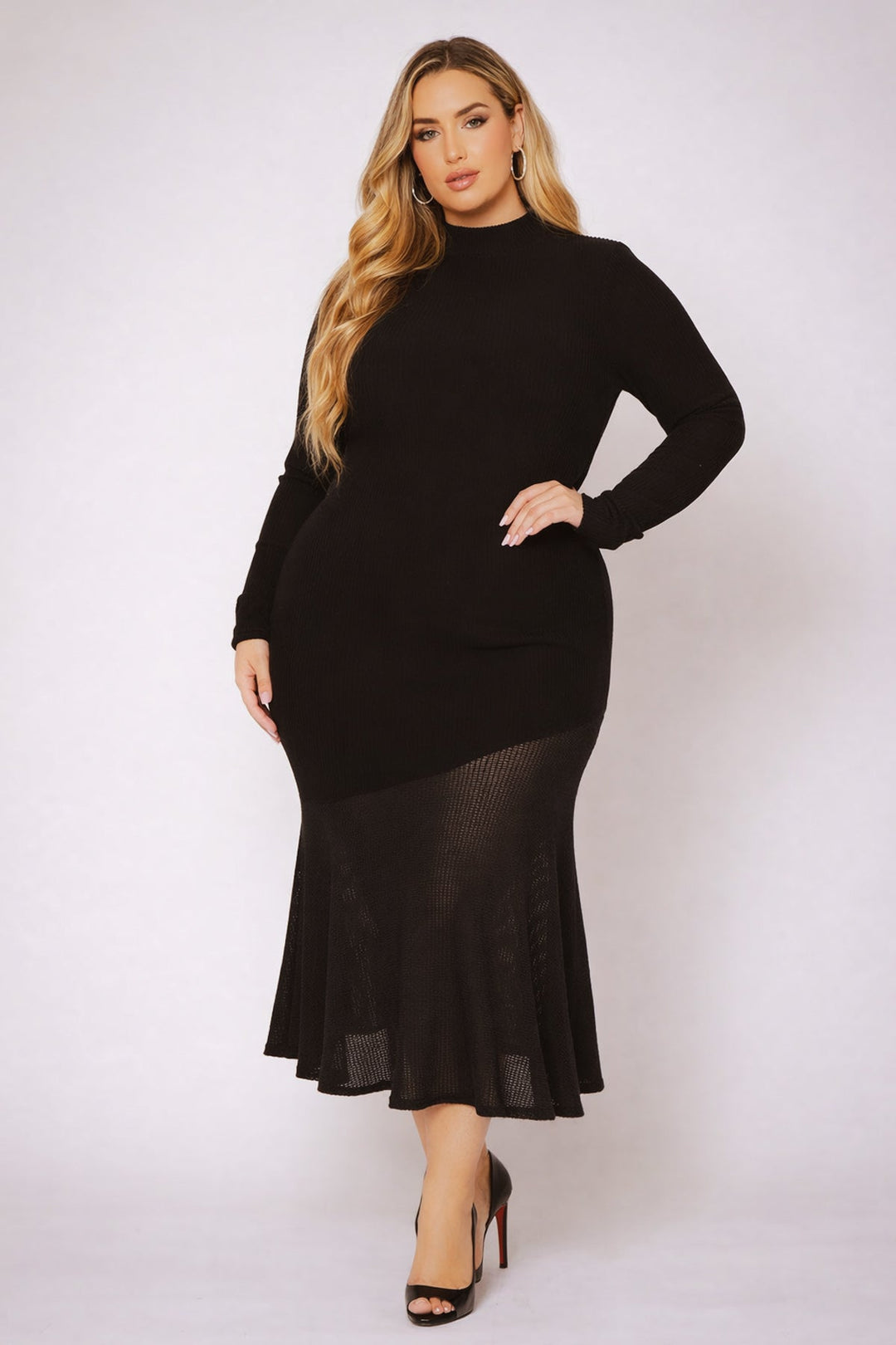 Curvy Sense Inc. Dresses Plus Size Couture Sweater Dress - Black