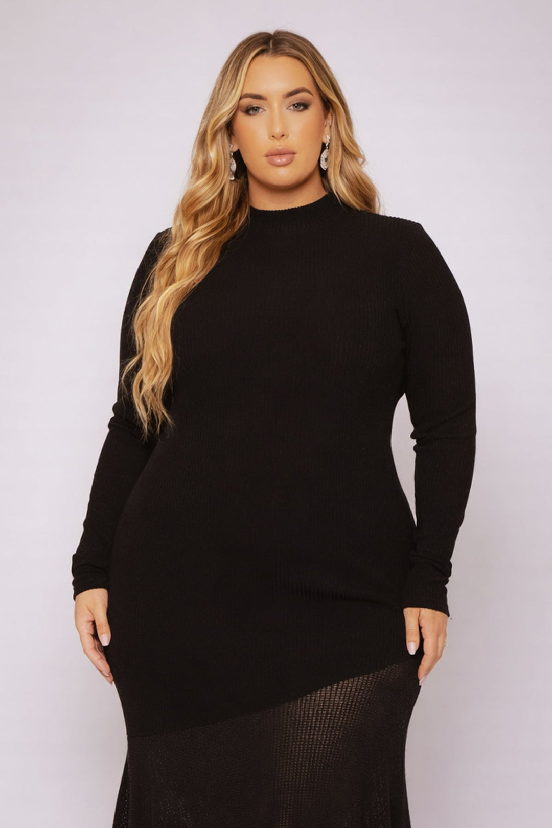 Curvy Sense Inc. Dresses Plus Size Couture Sweater Dress - Black