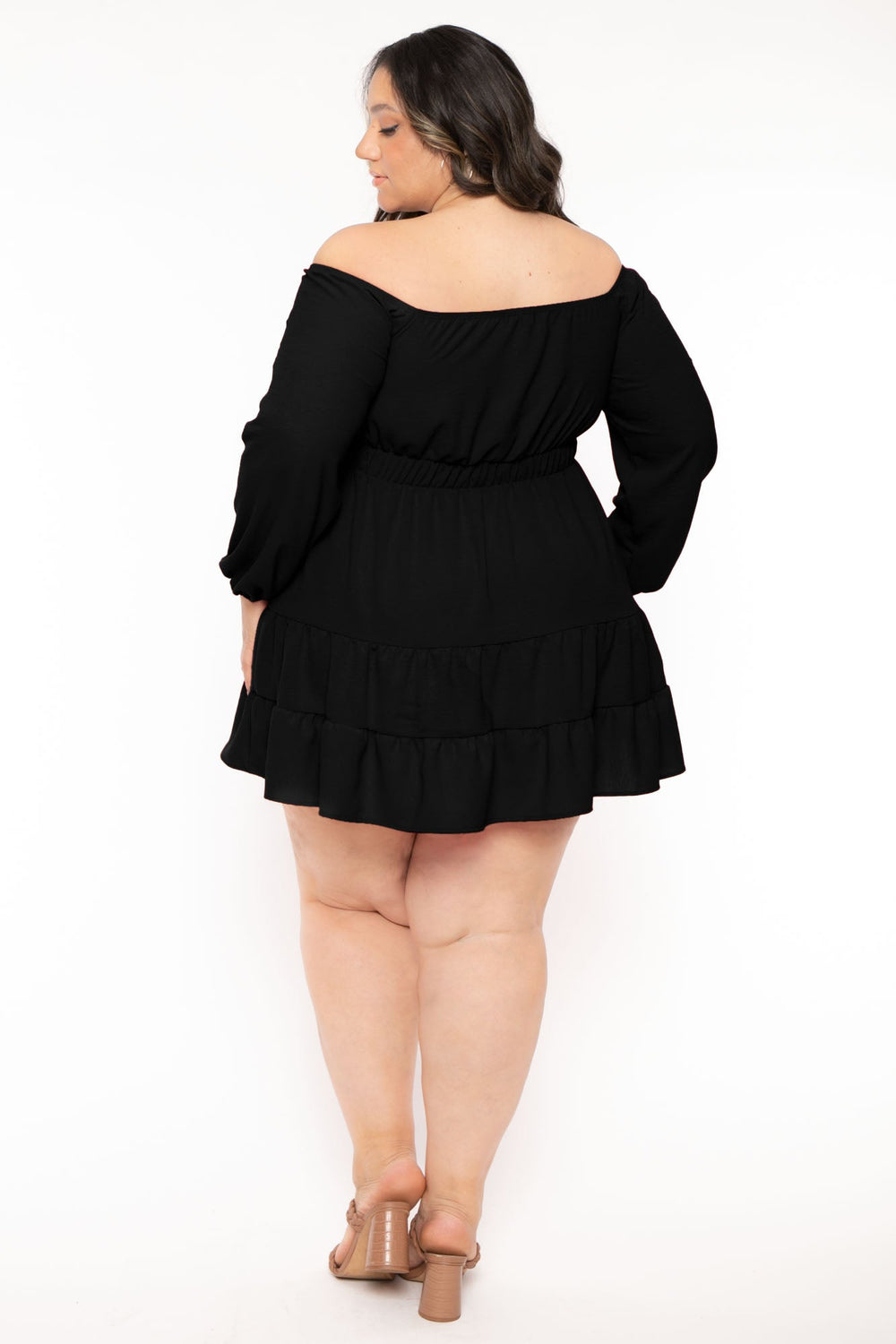 Curvy Sense Dresses Plus Size Cressida Tiered Flare Dress-Black