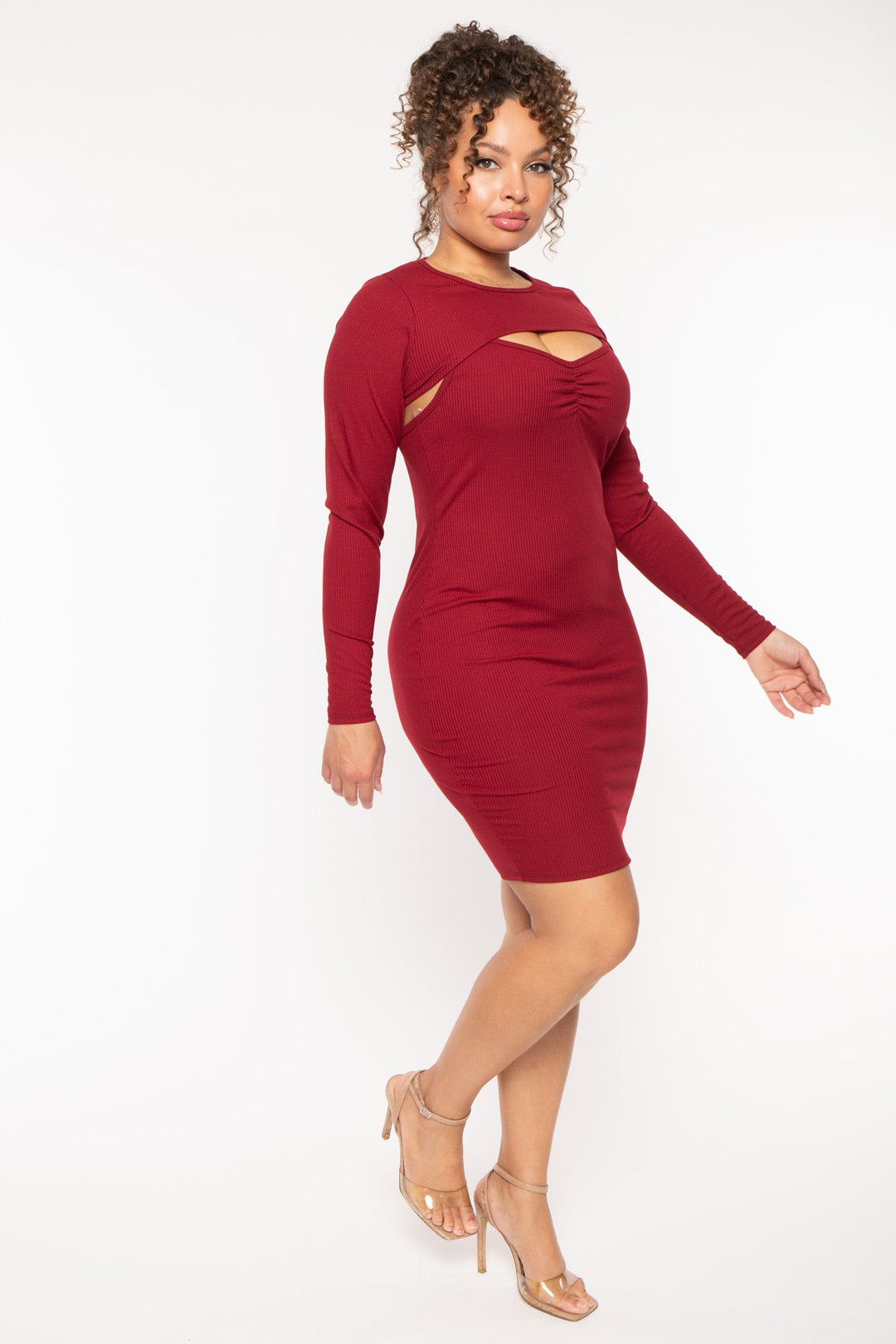 Curvy Sense Dresses Plus Size Cristy 2pc Dress Set - Burgundy