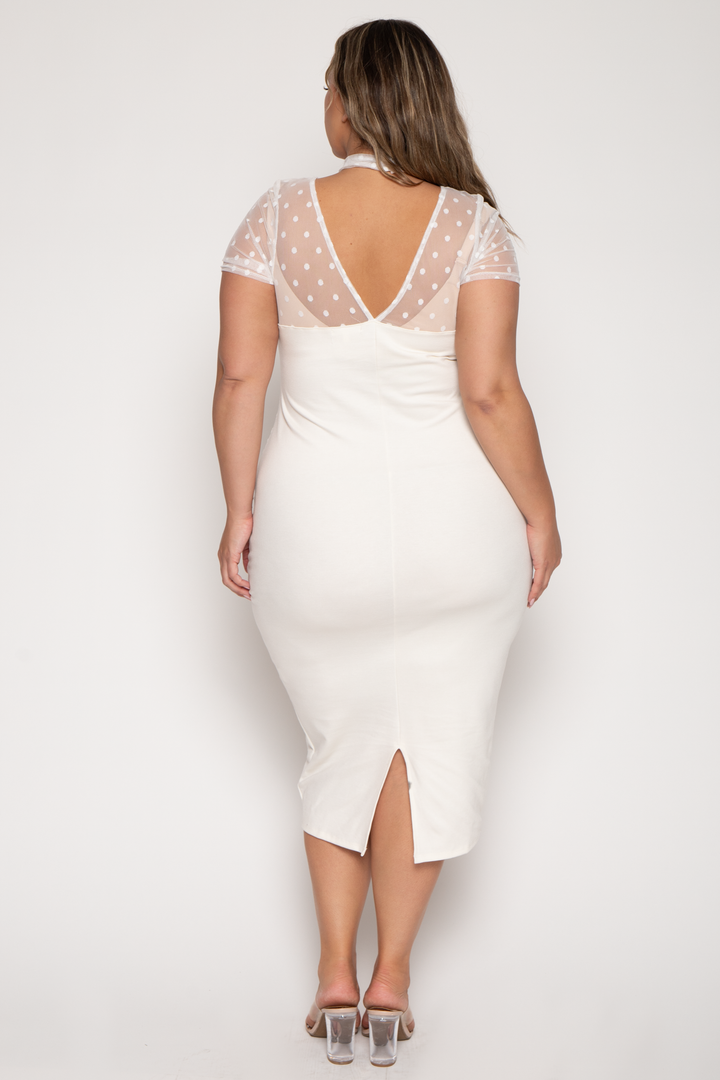 Curvy Sense Dresses Plus Size Daliya Bodycon  Dress - Ivory