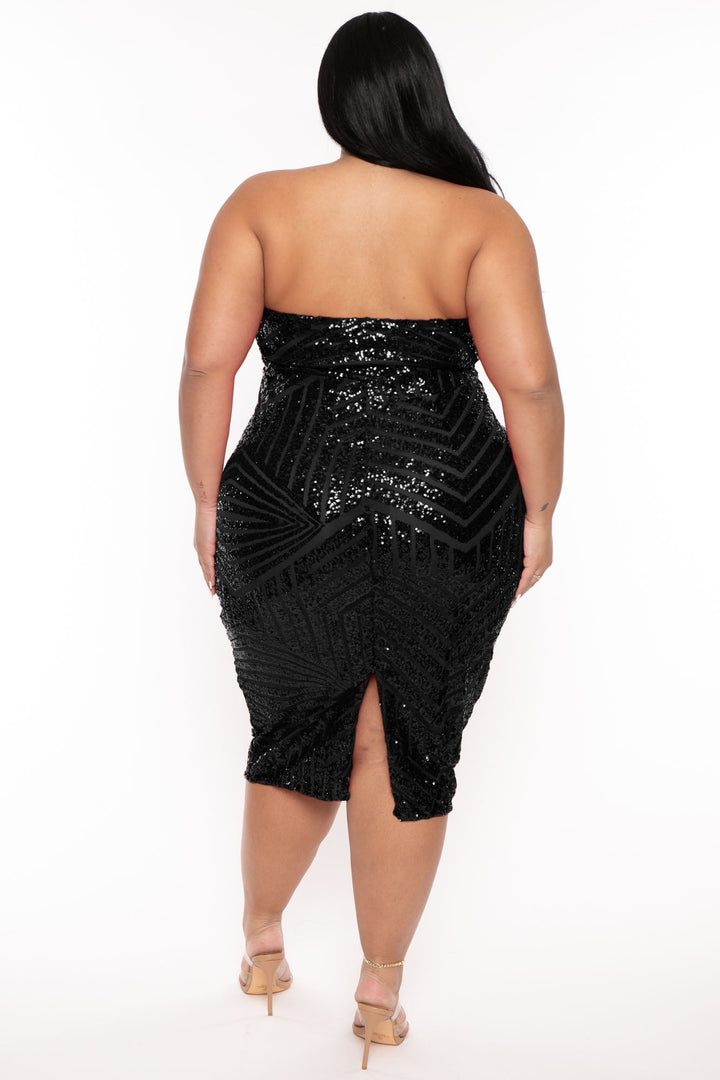 Curvy Sense Dresses Plus Size Dallyn Sequin Dress - Black