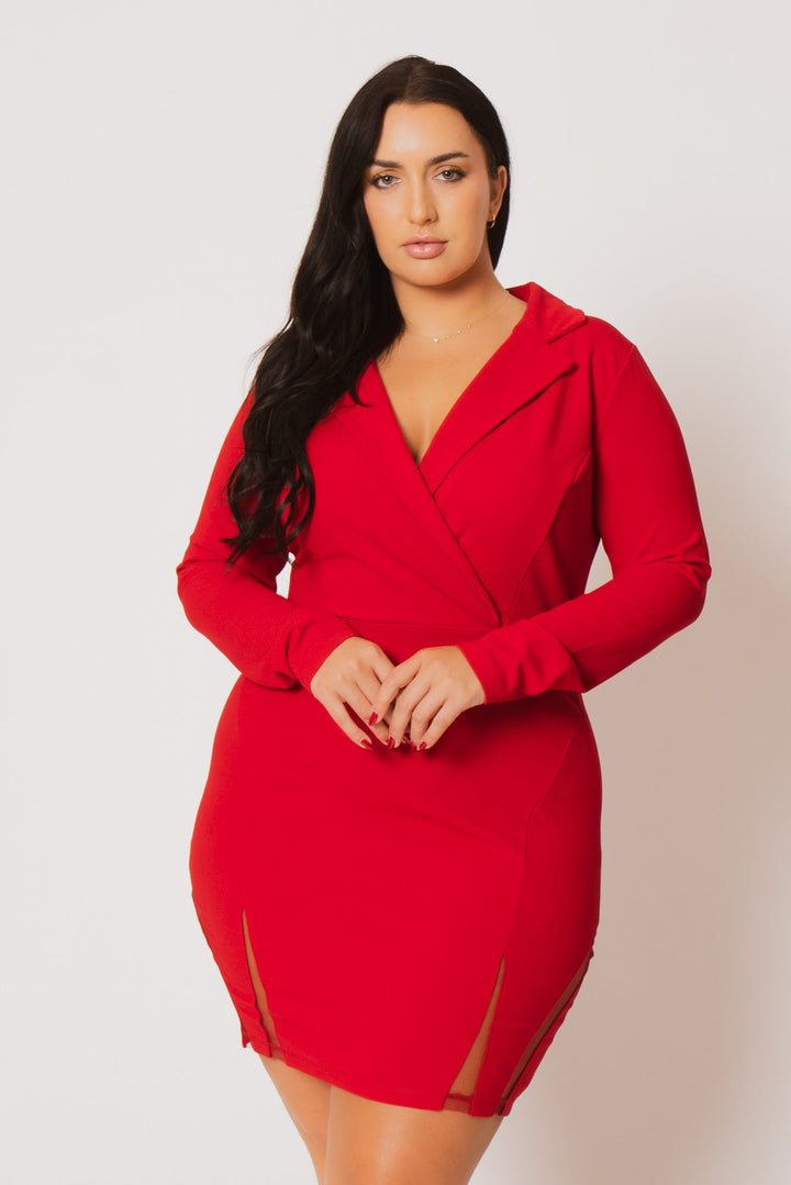 SYMPHONY Dresses Plus Size Danica Blazer Dress - Red