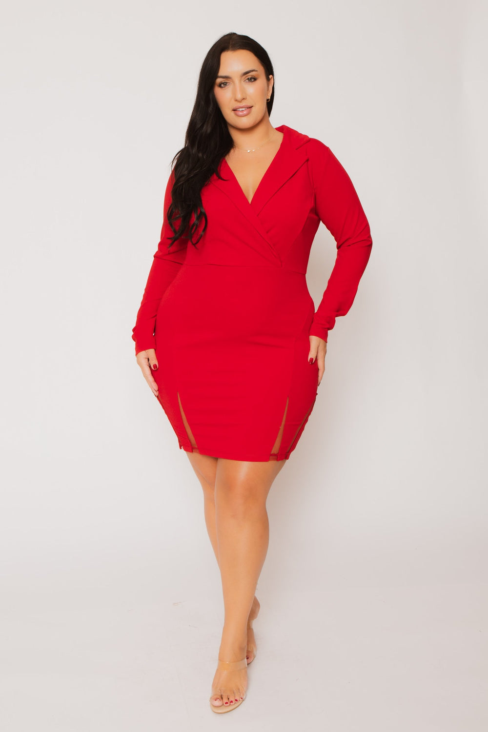 Plus Size Danica Blazer Dress - Red 3X / Red at Curvy Sense Plus Size Danica Blazer Dress - Red 3X / Red at Curvy Sense