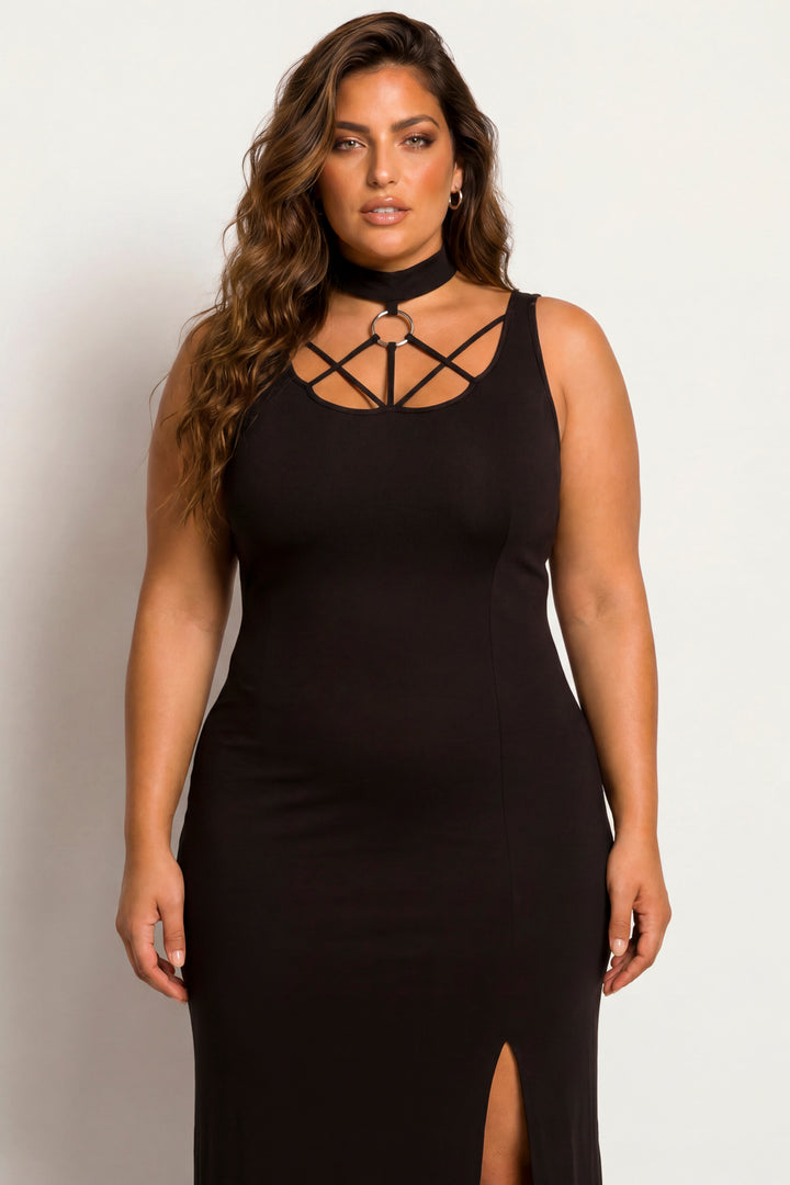 K TOO Dresses Plus Size Daring Escape Dress - Black