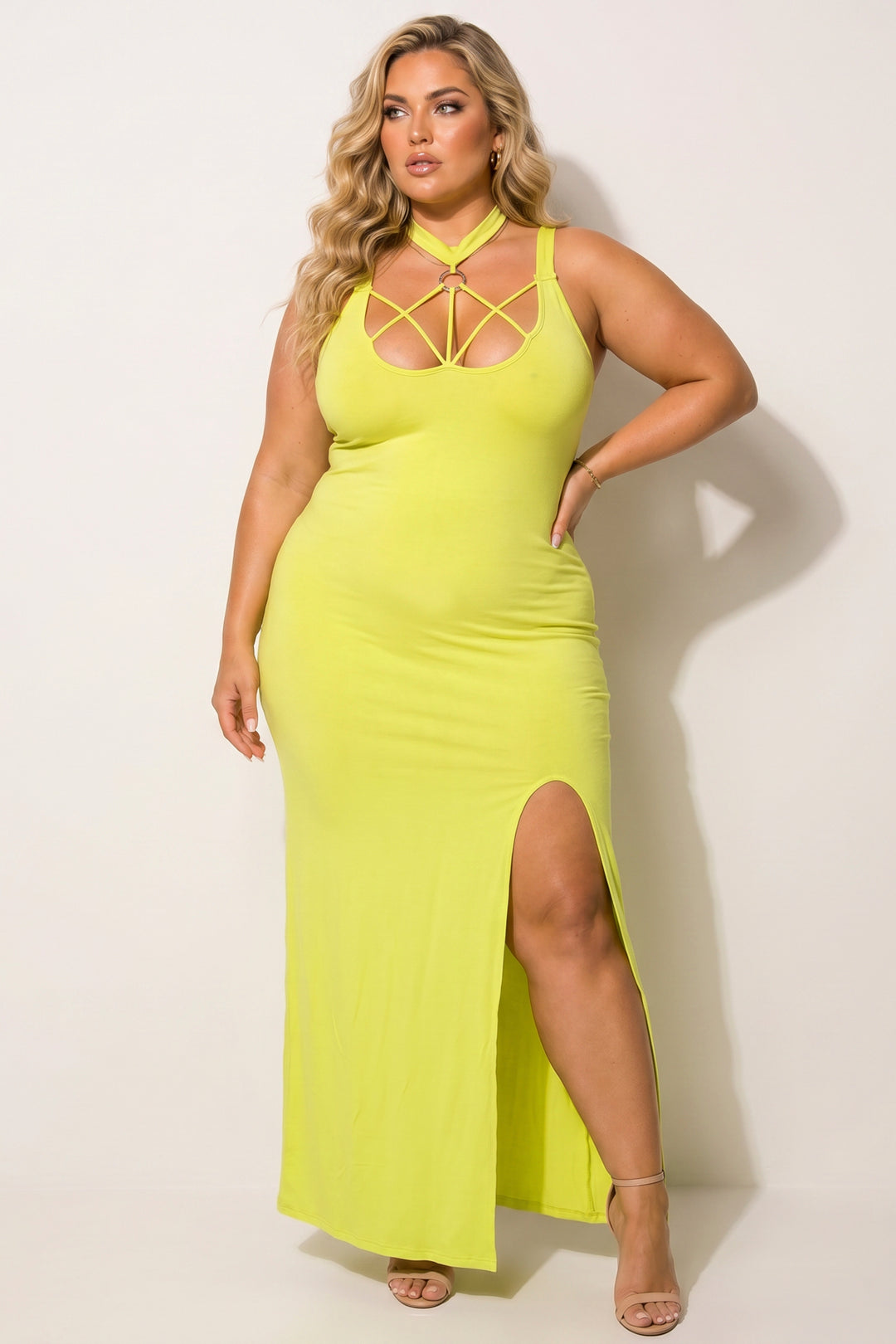 K TOO Dresses Plus Size Daring Escape Dress - Yellow