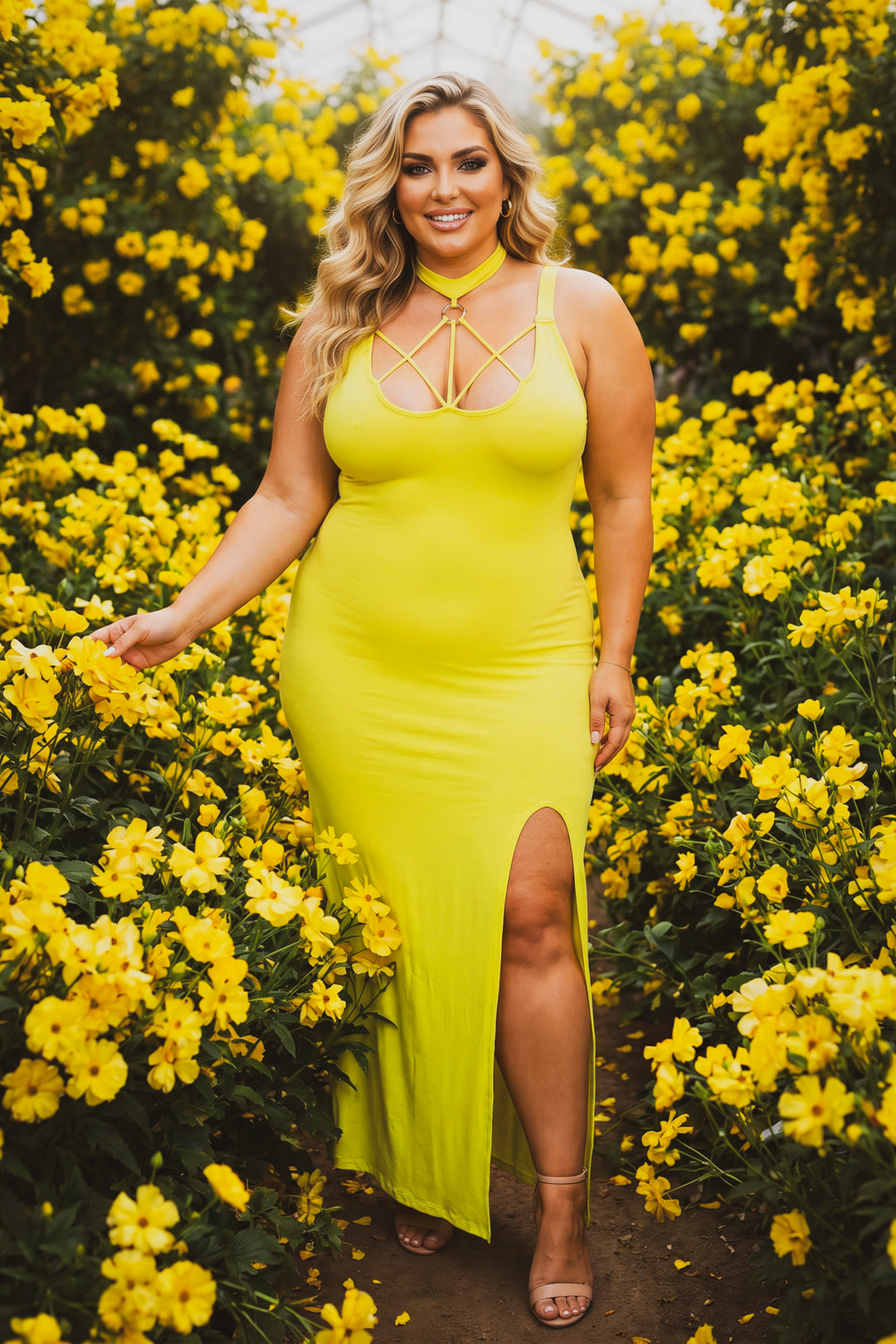 K TOO Dresses Plus Size Daring Escape Dress - Yellow