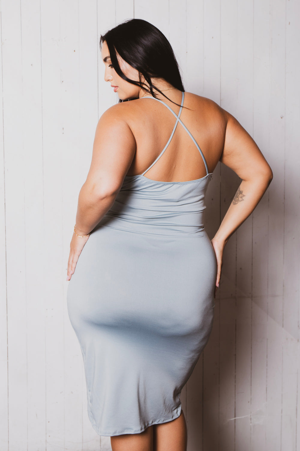 Plus Size Dayanna Asymmetric Dress - Blue 2X / Blue at Curvy Sense Plus Size Dayanna Asymmetric Dress - Blue 2X / Blue at Curvy Sense