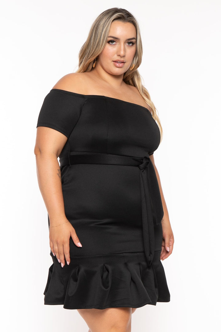 Curvy Sense Dresses Plus Size Debora Off The Shoulder Dress - Black