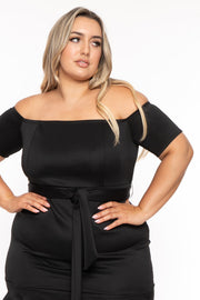 Curvy Sense Dresses Plus Size Debora Off The Shoulder Dress - Black