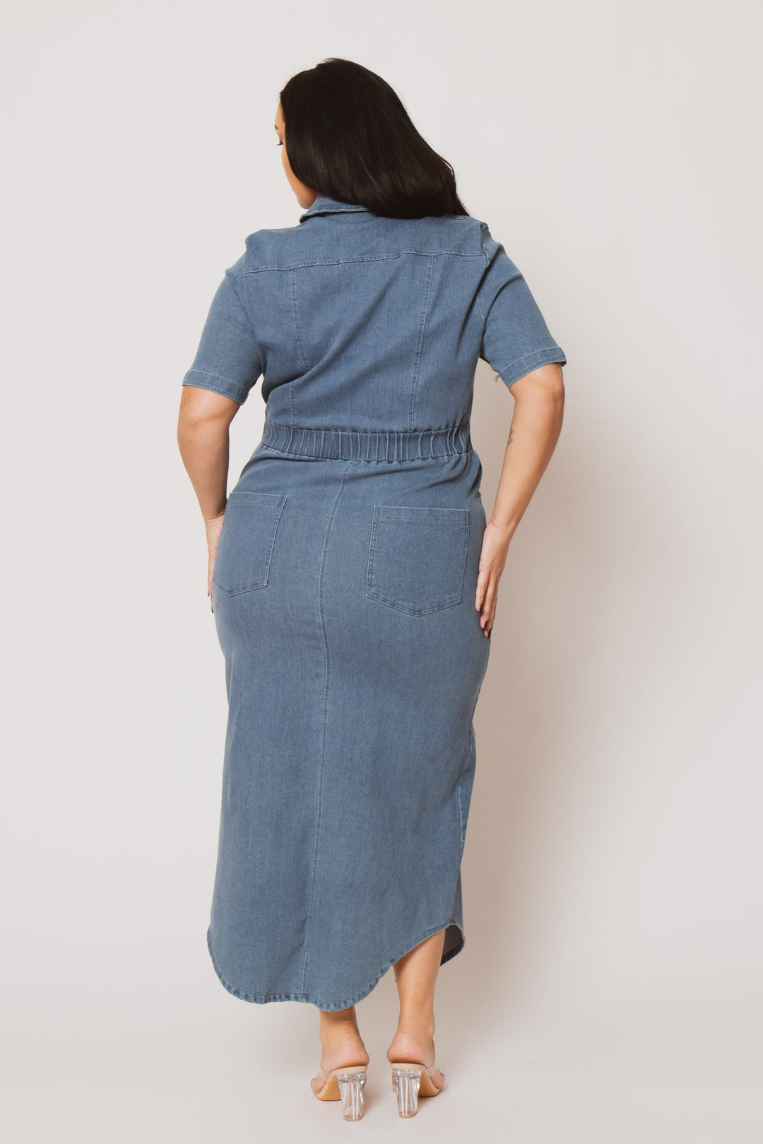 Blue Leopard Dresses Plus Size  Denim Charm Dress - Light Wash