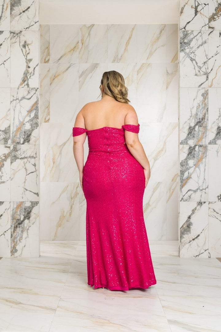 RICARICA Dresses Plus Size Devine  Sequence   Gown -Pink