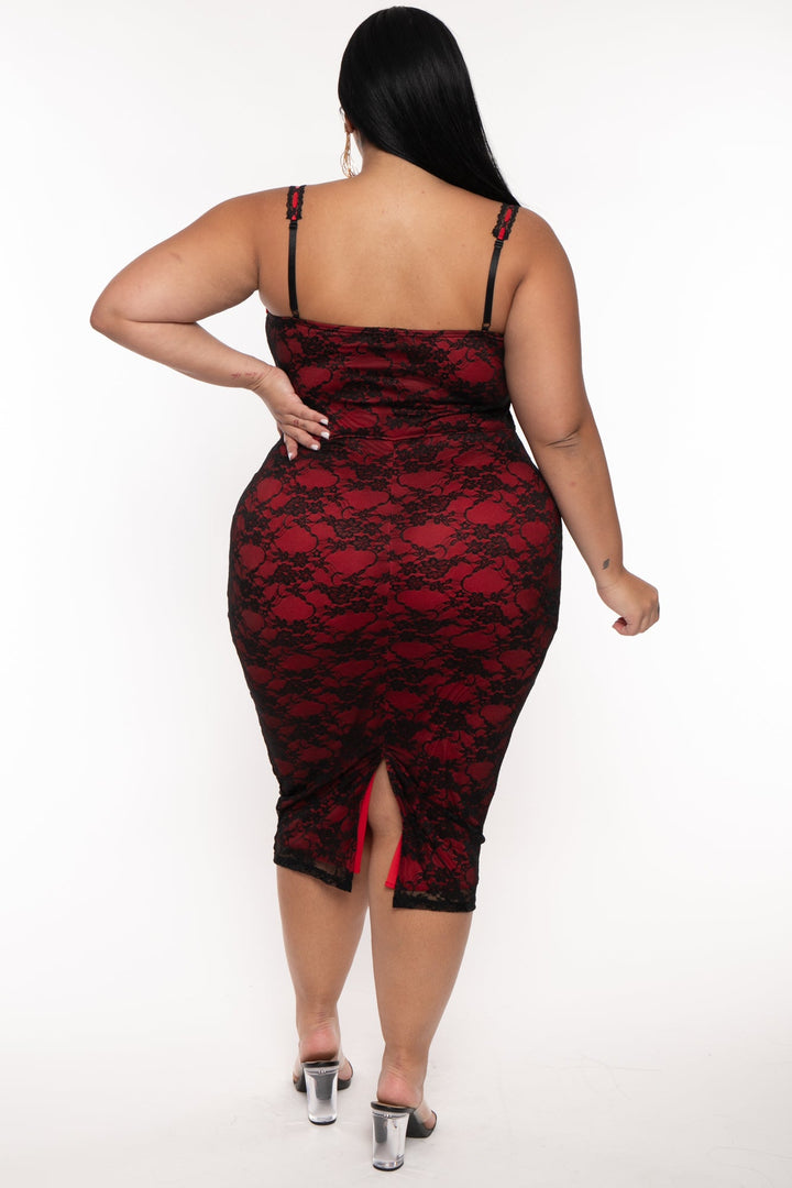 Curvy Sense Dresses Plus Size Dezaree Corset Lace Dress -Black