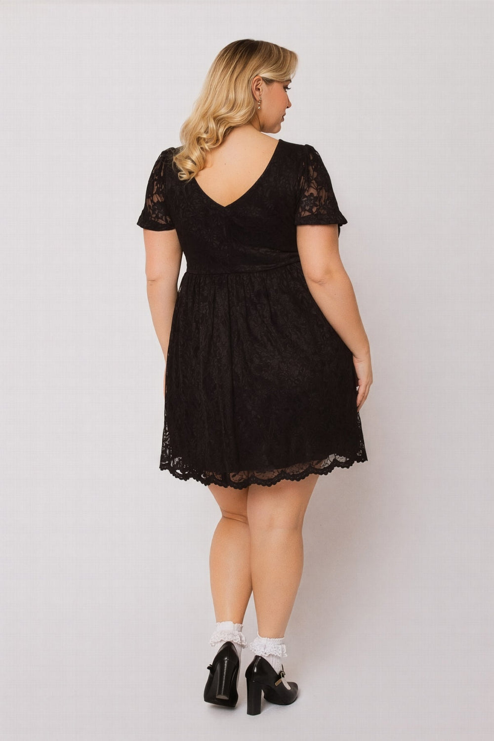 Curvy Sense Inc. Dresses Plus Size Diana Lace Mini Dress - Black
