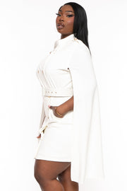 Goodtime USA Dresses Plus Size Diany  Cape Belted  Dress- White