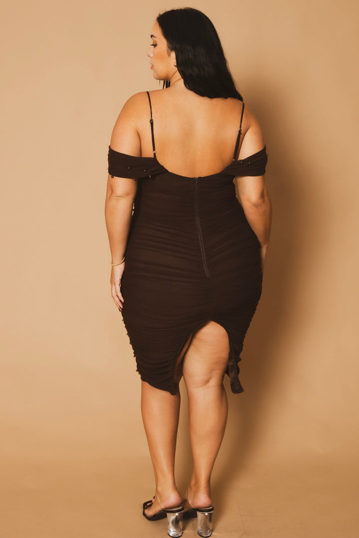 Bluebell Dresses Plus Size Divine Pearl Dress - Brown