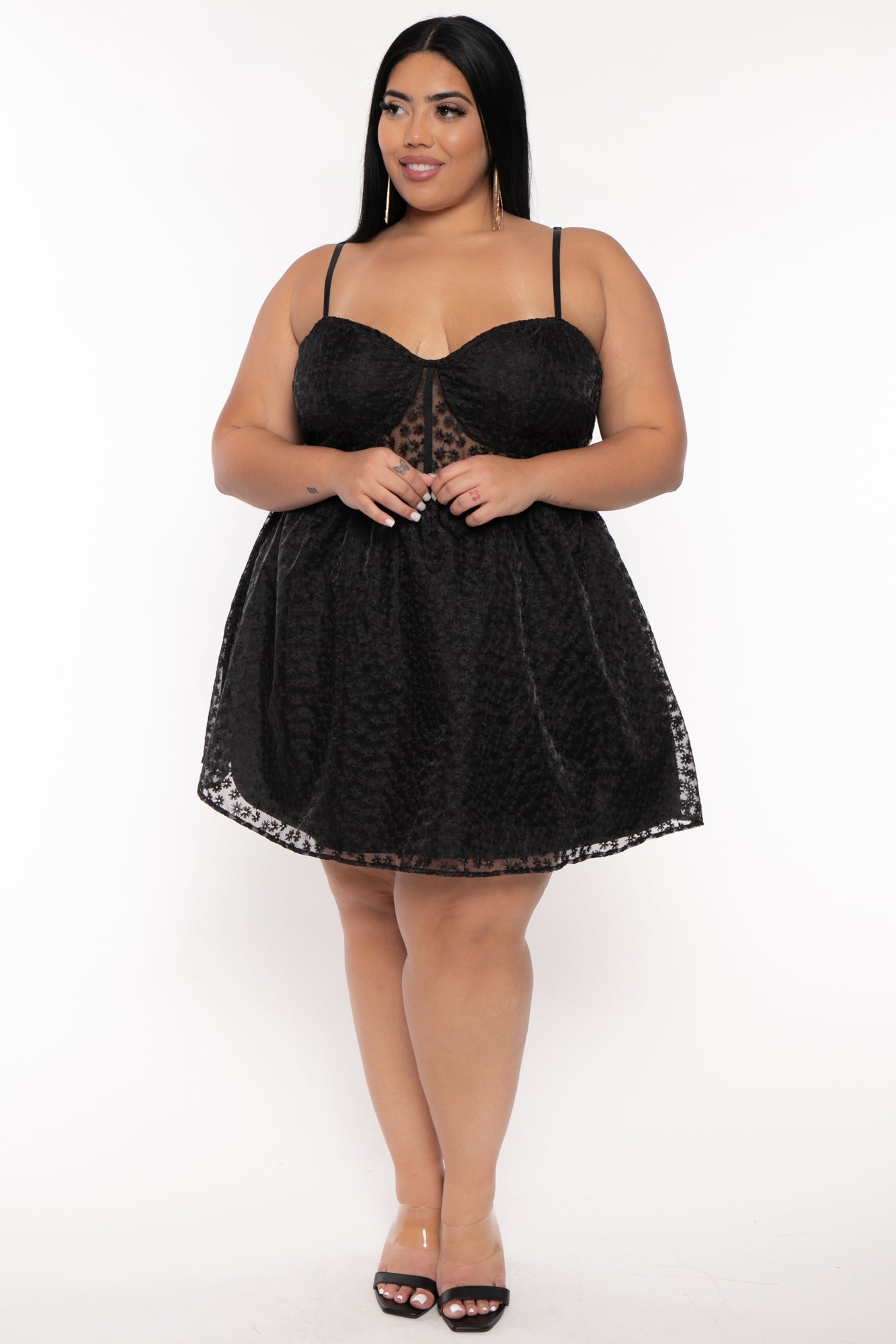 Black flare dress plus size hotsell