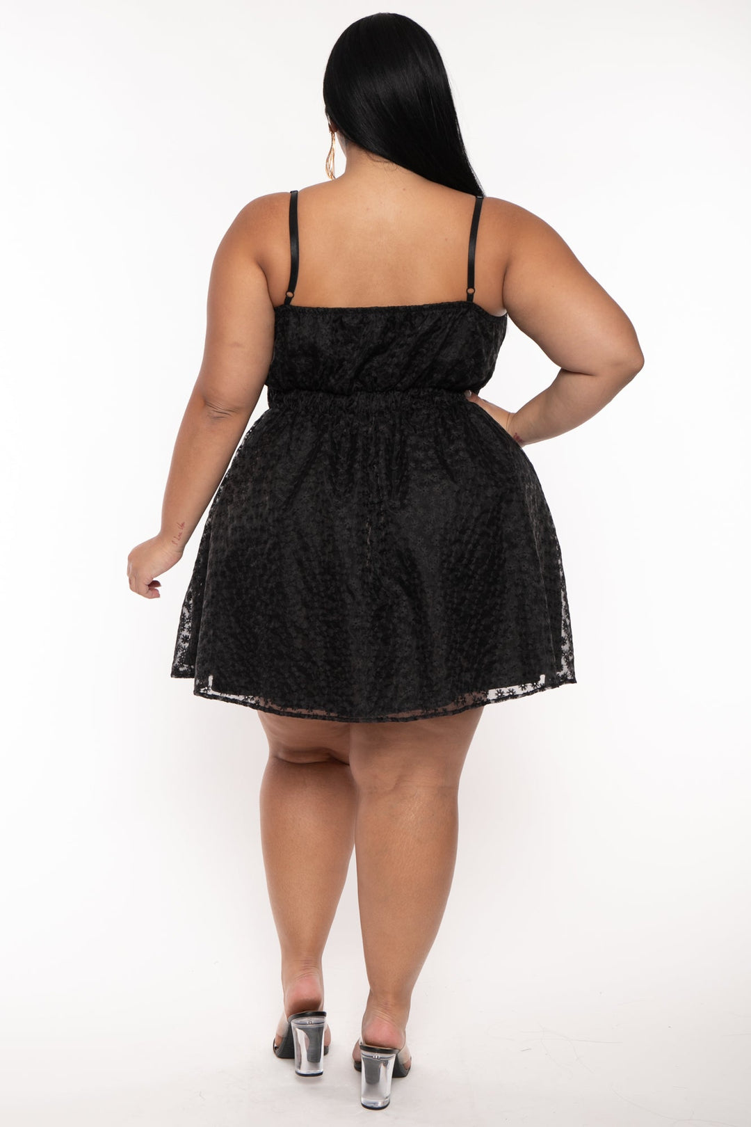 Curvy Sense Dresses Plus Size Dreamy   Organza Flare  Dress - Black