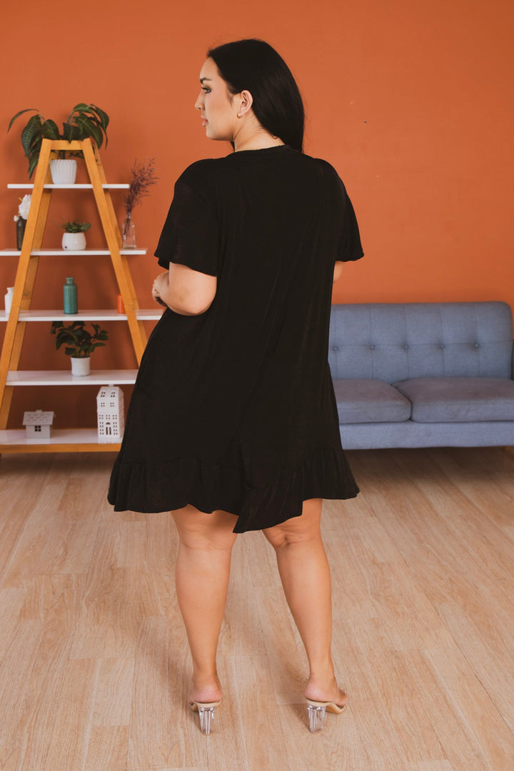 CULTURE CODE Dresses Plus Size Easy Days Ruffle Hem Dress  - Black