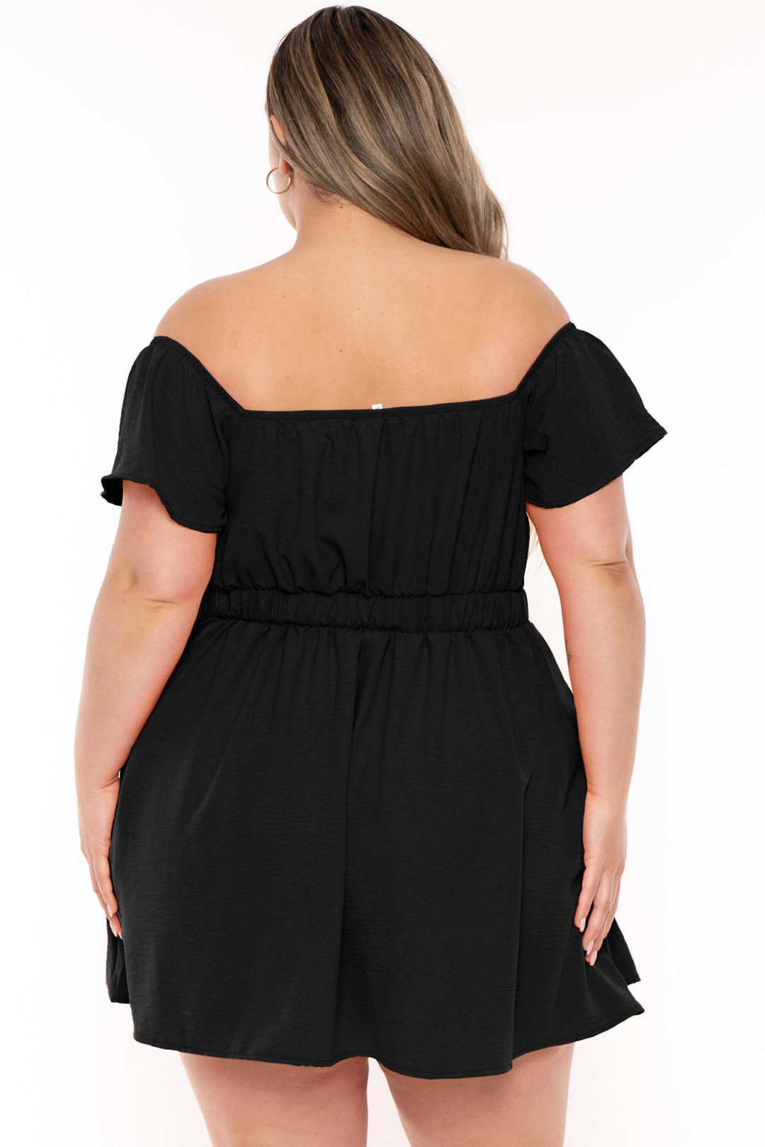 Curvy Sense Dresses Plus Size Ebrina Off The shoulder  Dress - Black