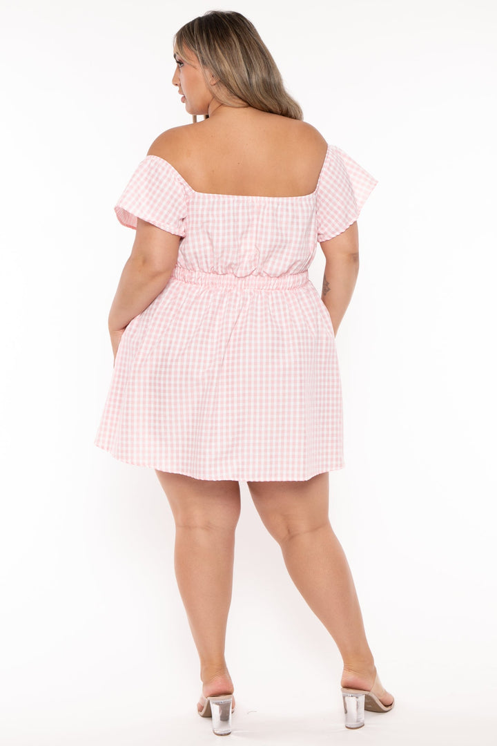 Curvy Sense Dresses Plus Size Ebrina Off The shoulder Print Dress - Pink