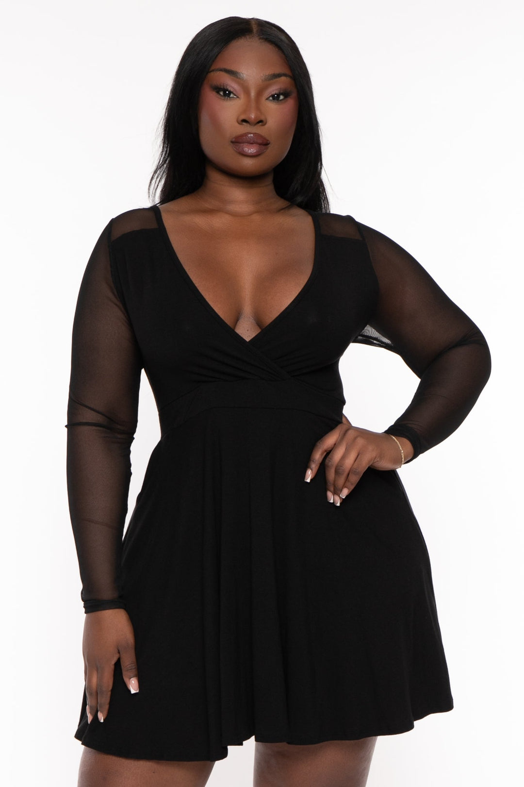 Curvy Sense Dresses Plus Size Eisley Flare Dress- Black