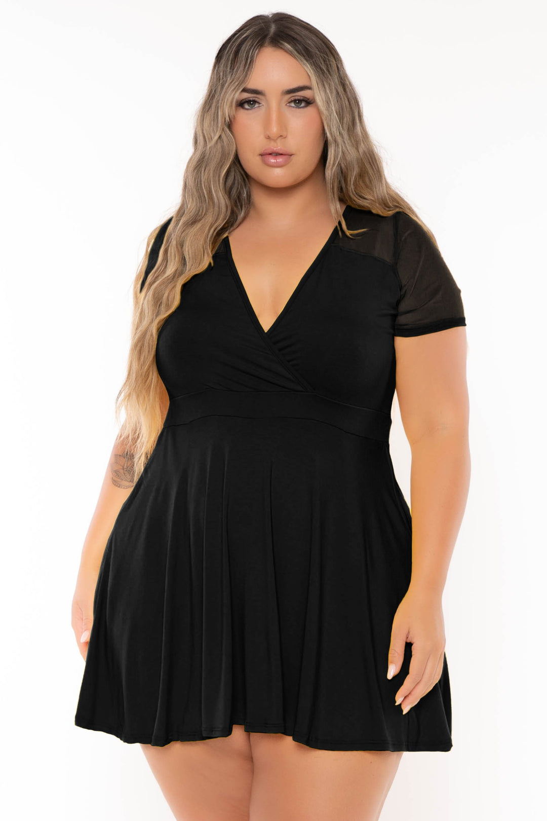 Curvy Sense Dresses Plus Size Eisley Flare Dress- Black