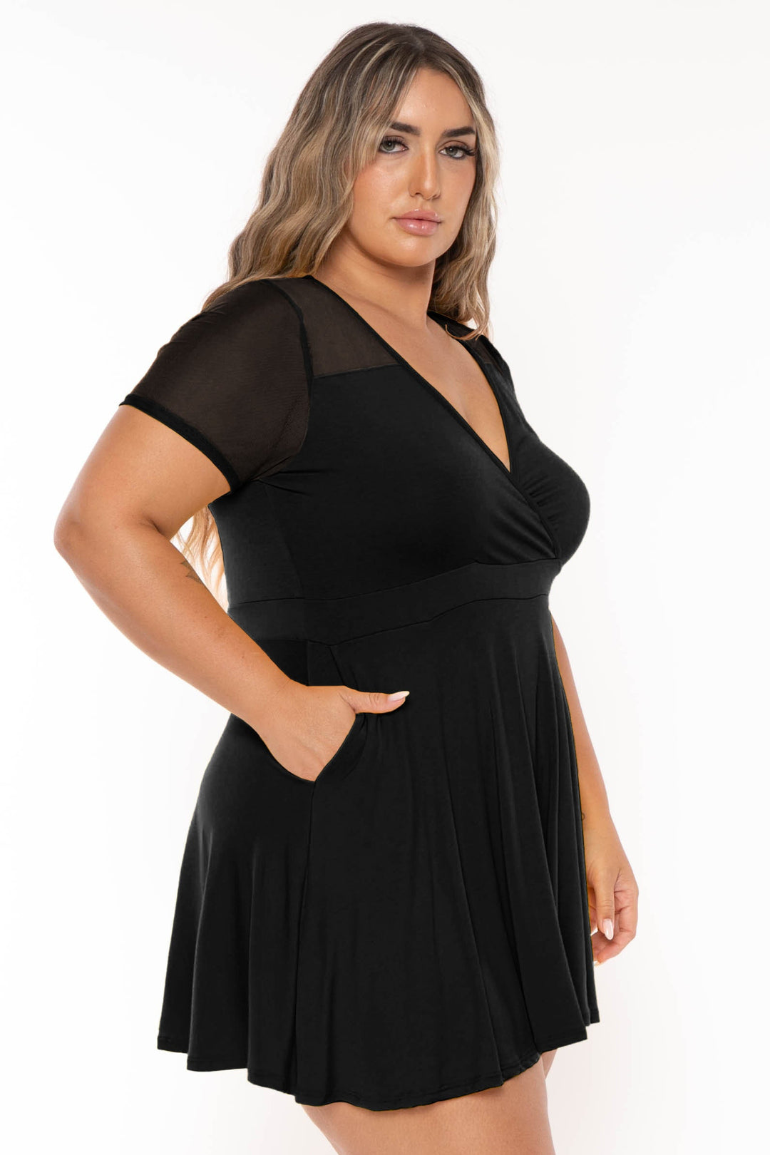 Curvy Sense Dresses Plus Size Eisley Flare Dress- Black