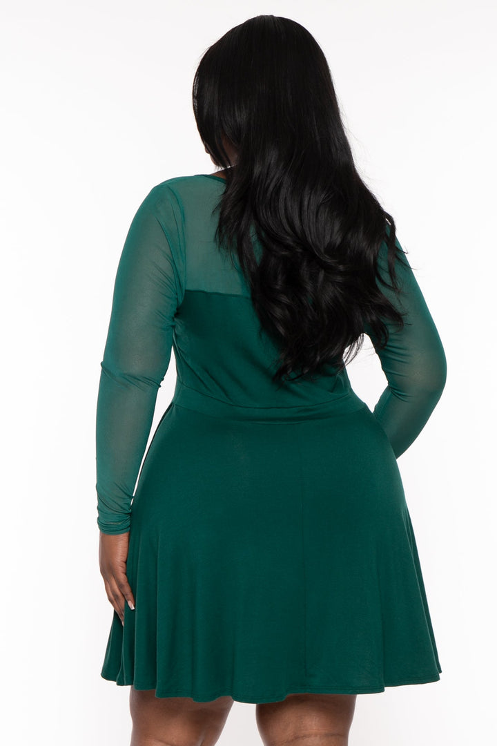 Curvy Sense Dresses Plus Size Eisley Flare Dress- Green