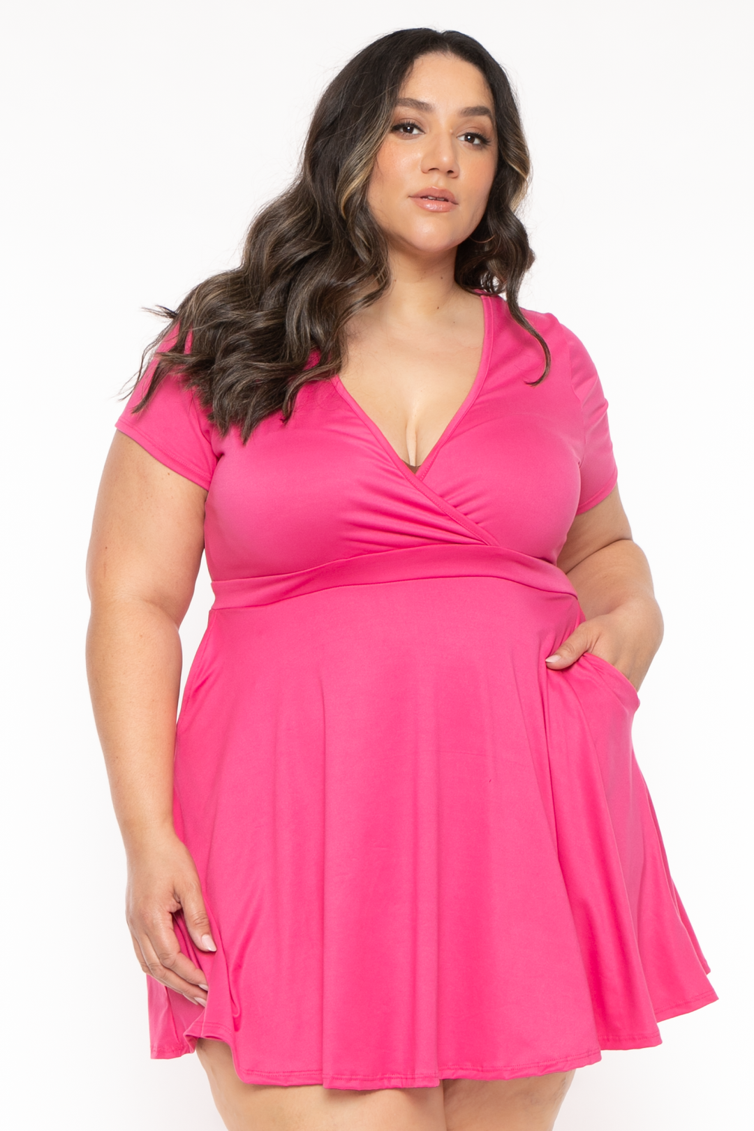 Curvy Sense Dresses Plus Size Elaine Flare Dress - Pink
